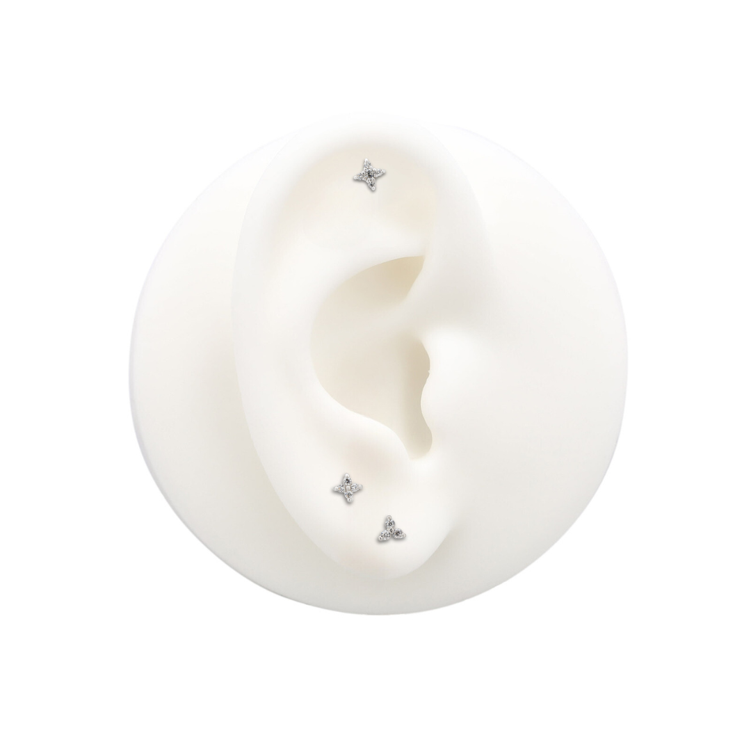 14kt White Gold Threadless - 4 Jewel Attachment