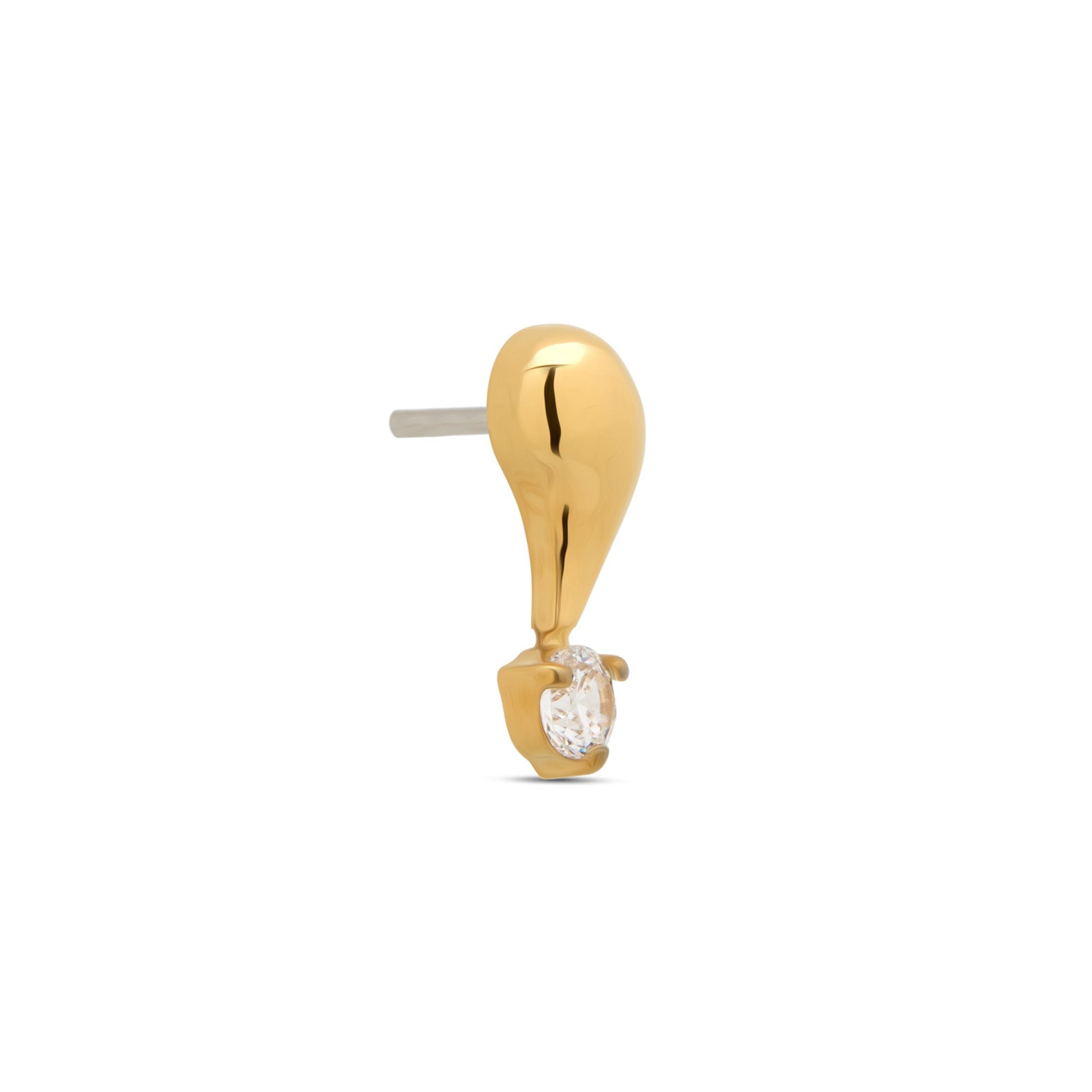 Trident 24kt Gold PVD Titanium Threadless Drop with CZ Round Stone Attachment