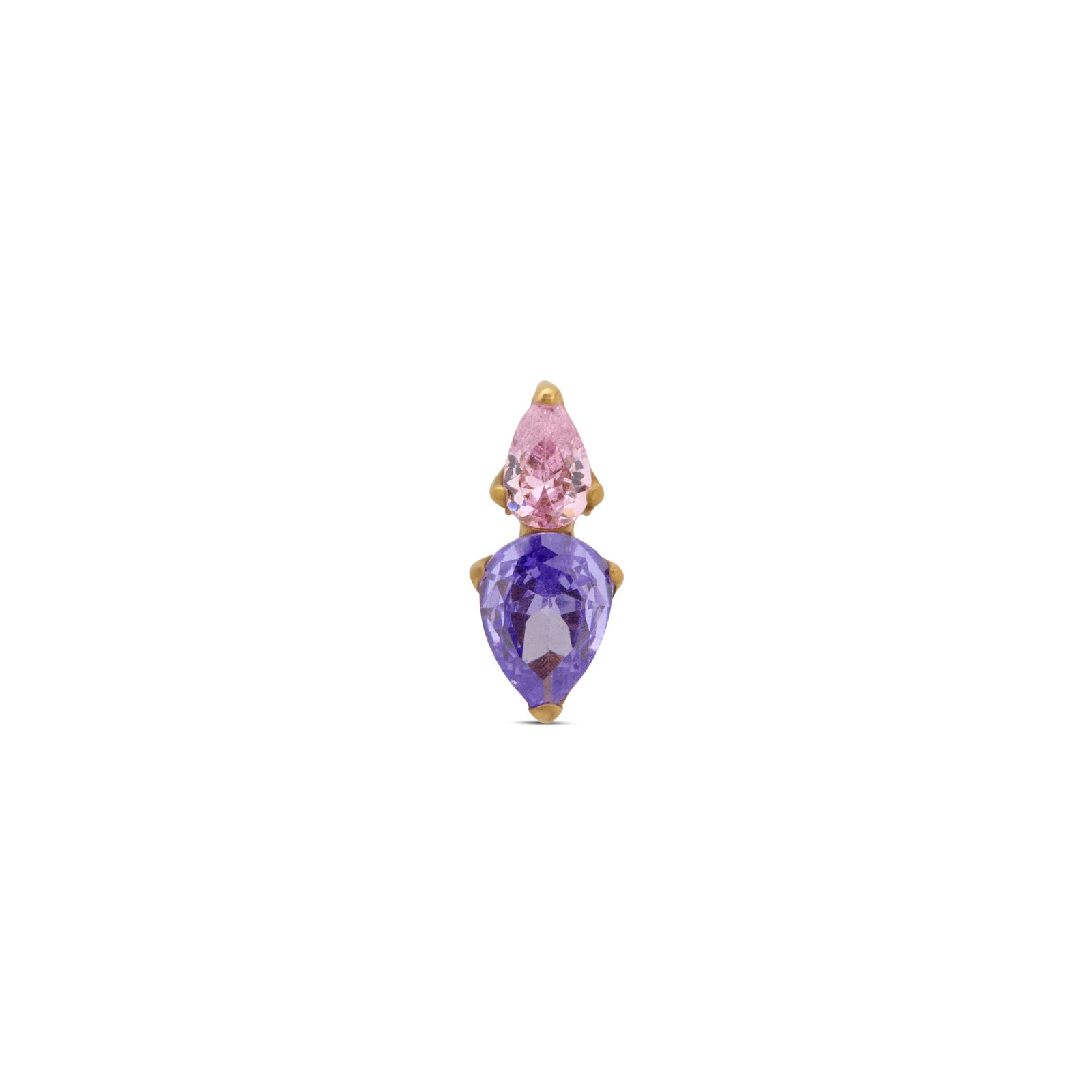 Trident 24kt Gold PVD Titanium Threadless Amethyst Drop w LP Tear Attachment