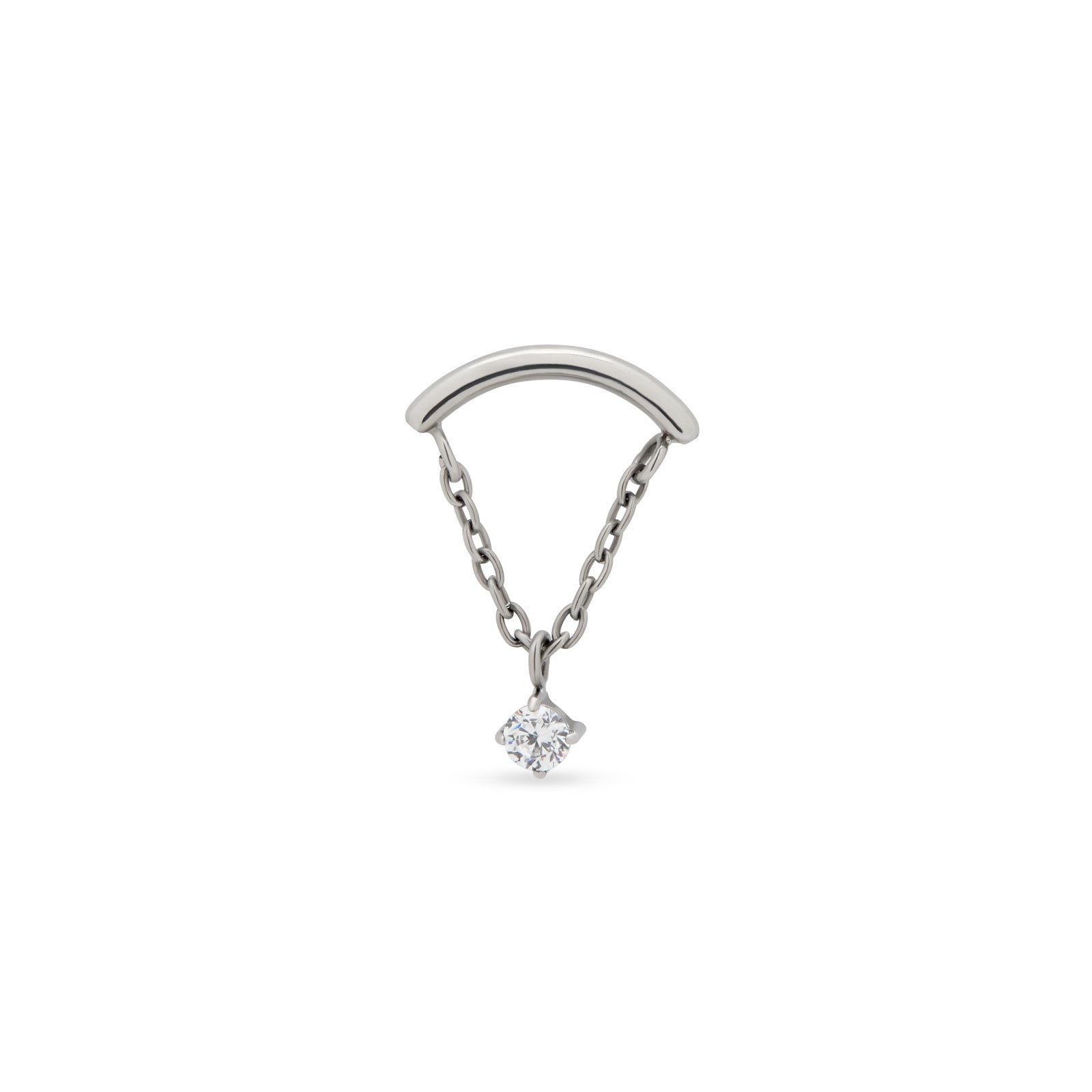 Trident Threadless Curved with Chain and Clear Stone Attachment