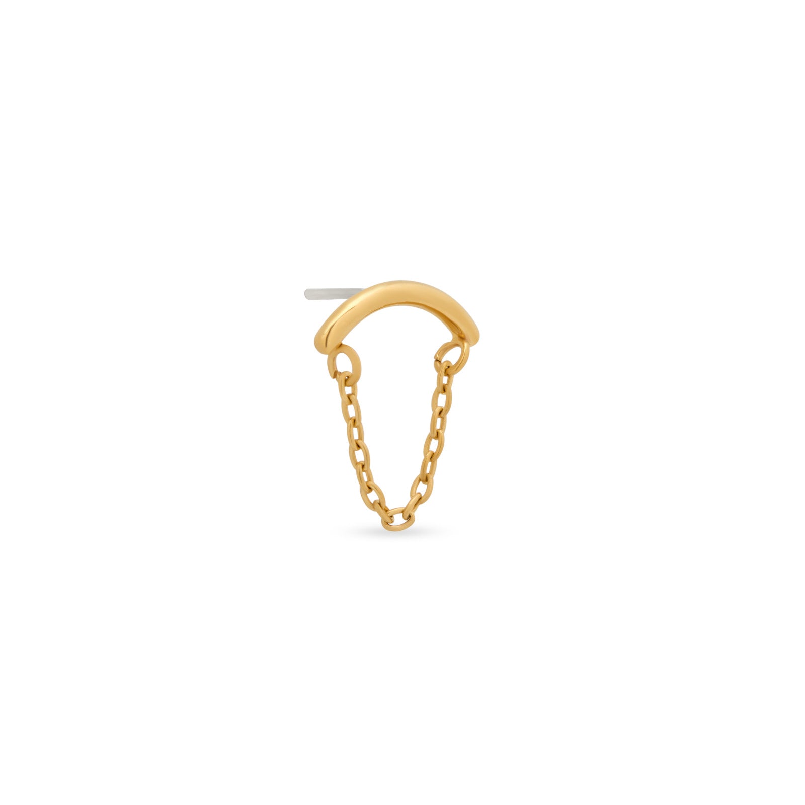 Trident 24kt Gold PVD Titanium Threadless Curved with Chain Attachment