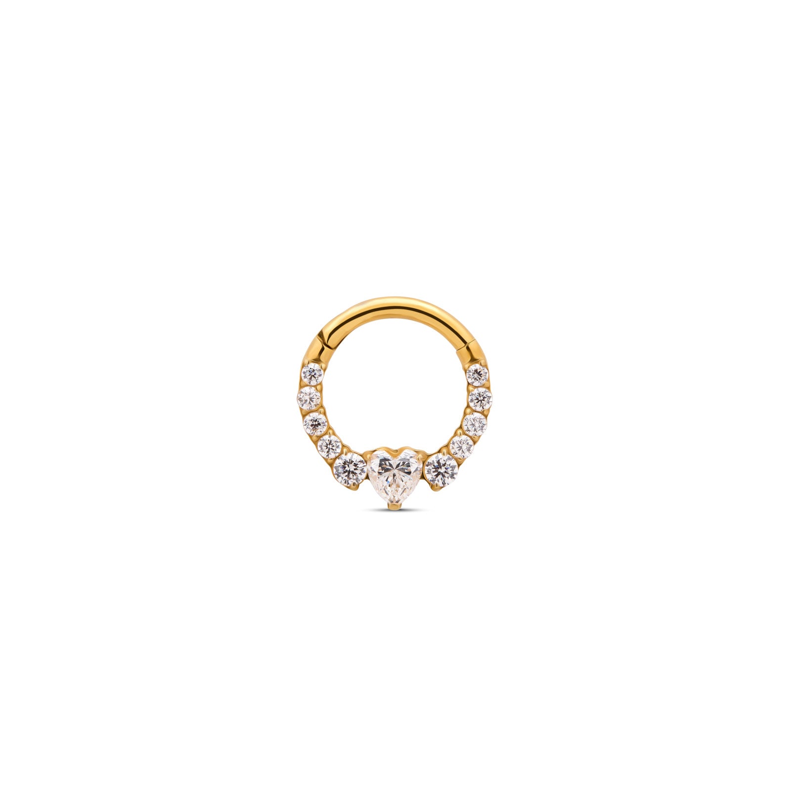 Trident 24kt Gold PVD Titanium Jeweled Heart Hinged Ring
