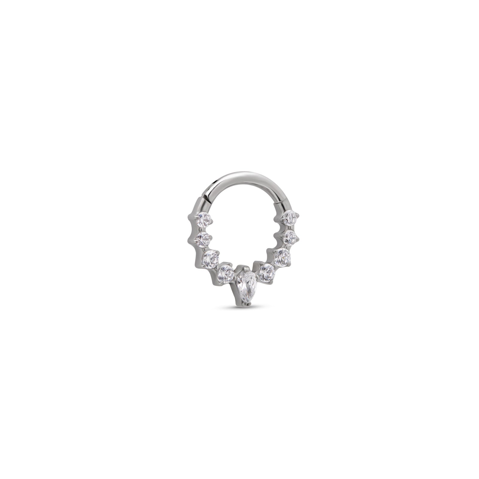 Trident Forward Facing Jeweled Marquise Hinged Ring