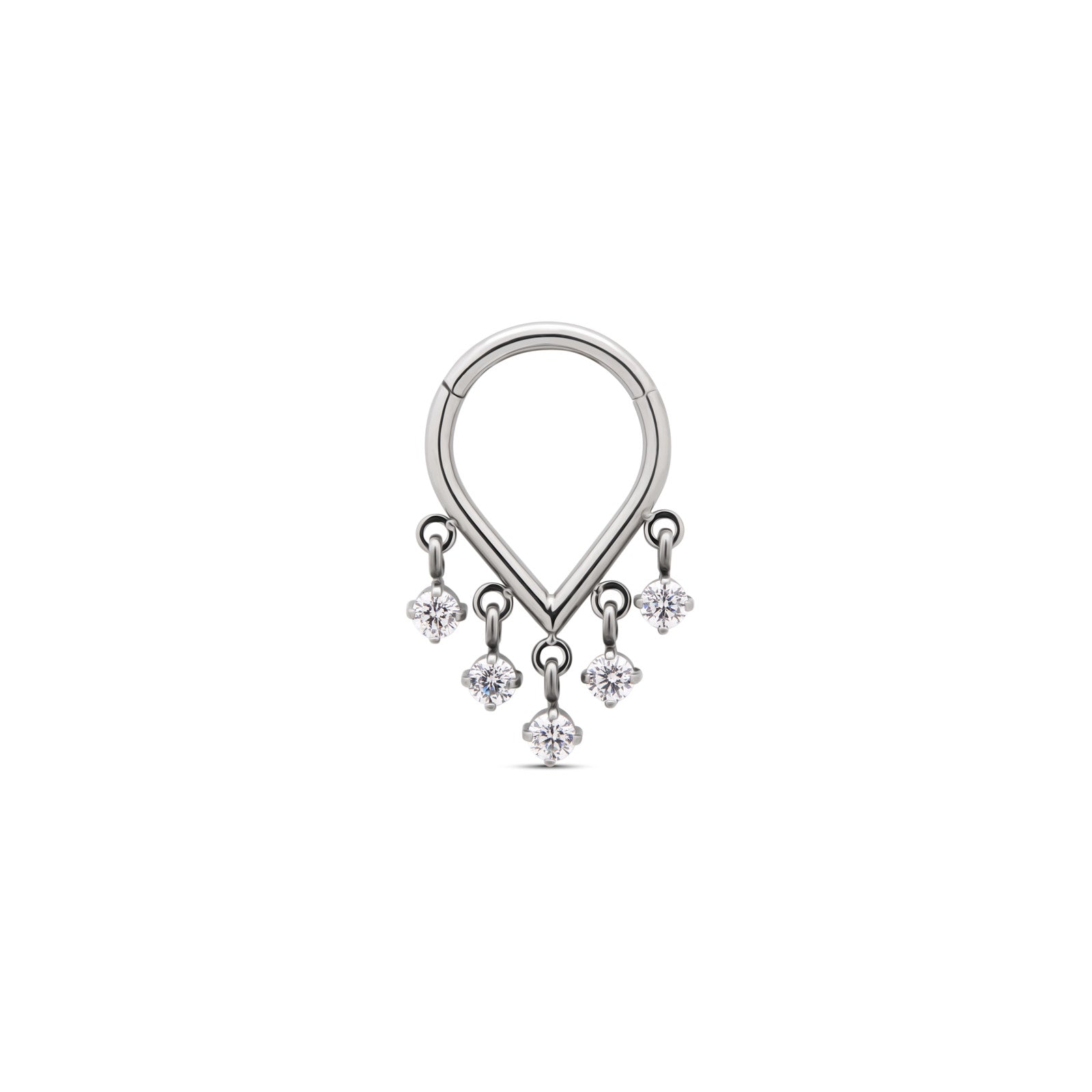 Trident Tear Drop Dangle Hinged Ring