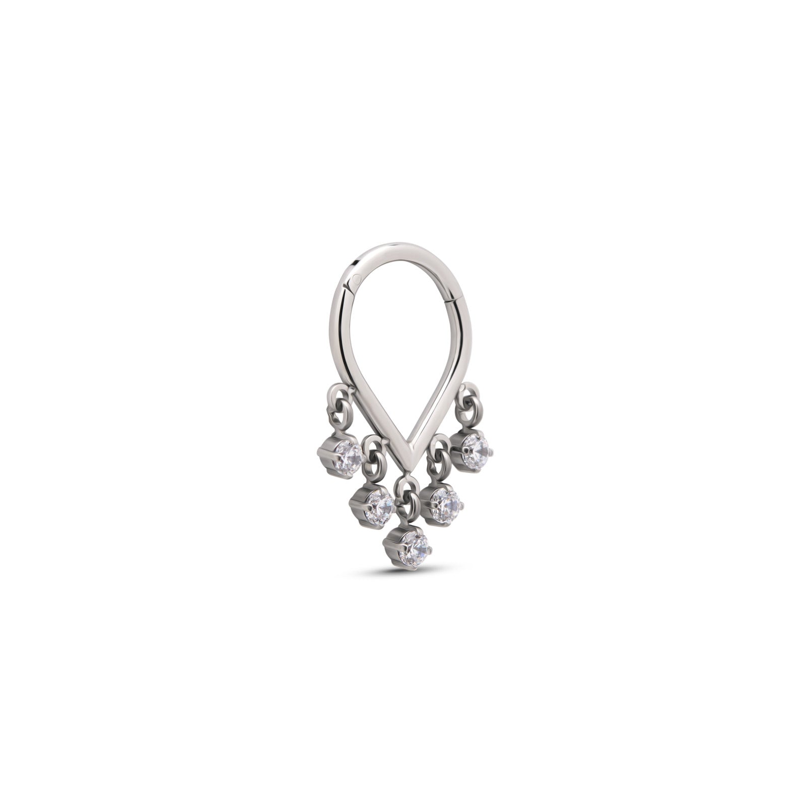 Trident Tear Drop Dangle Hinged Ring