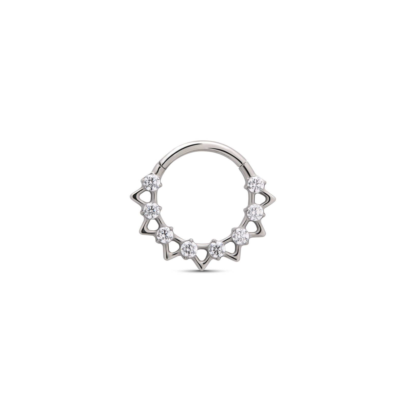 Trident Jeweled Hollow Spike Hinged Ring