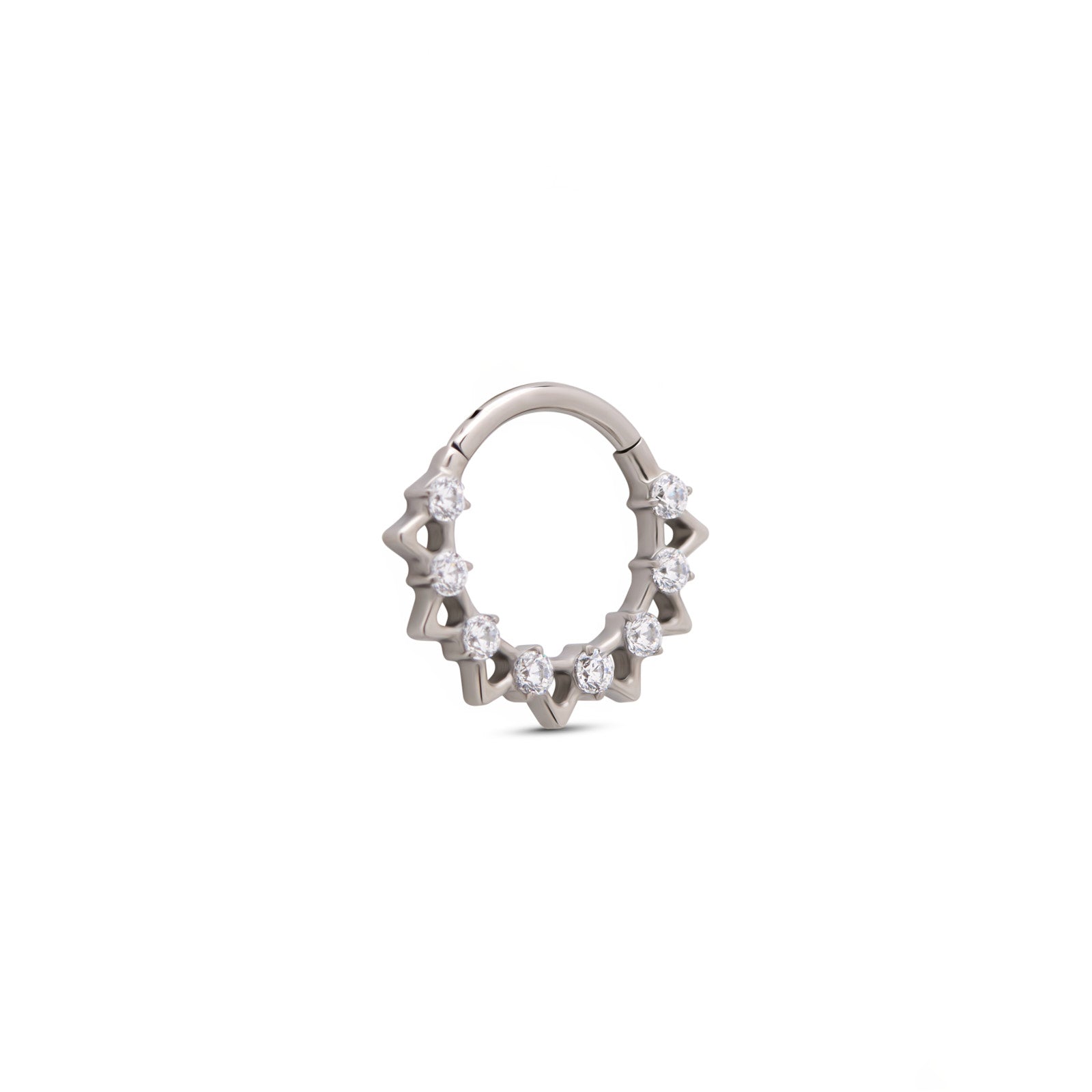 Trident Jeweled Hollow Spike Hinged Ring