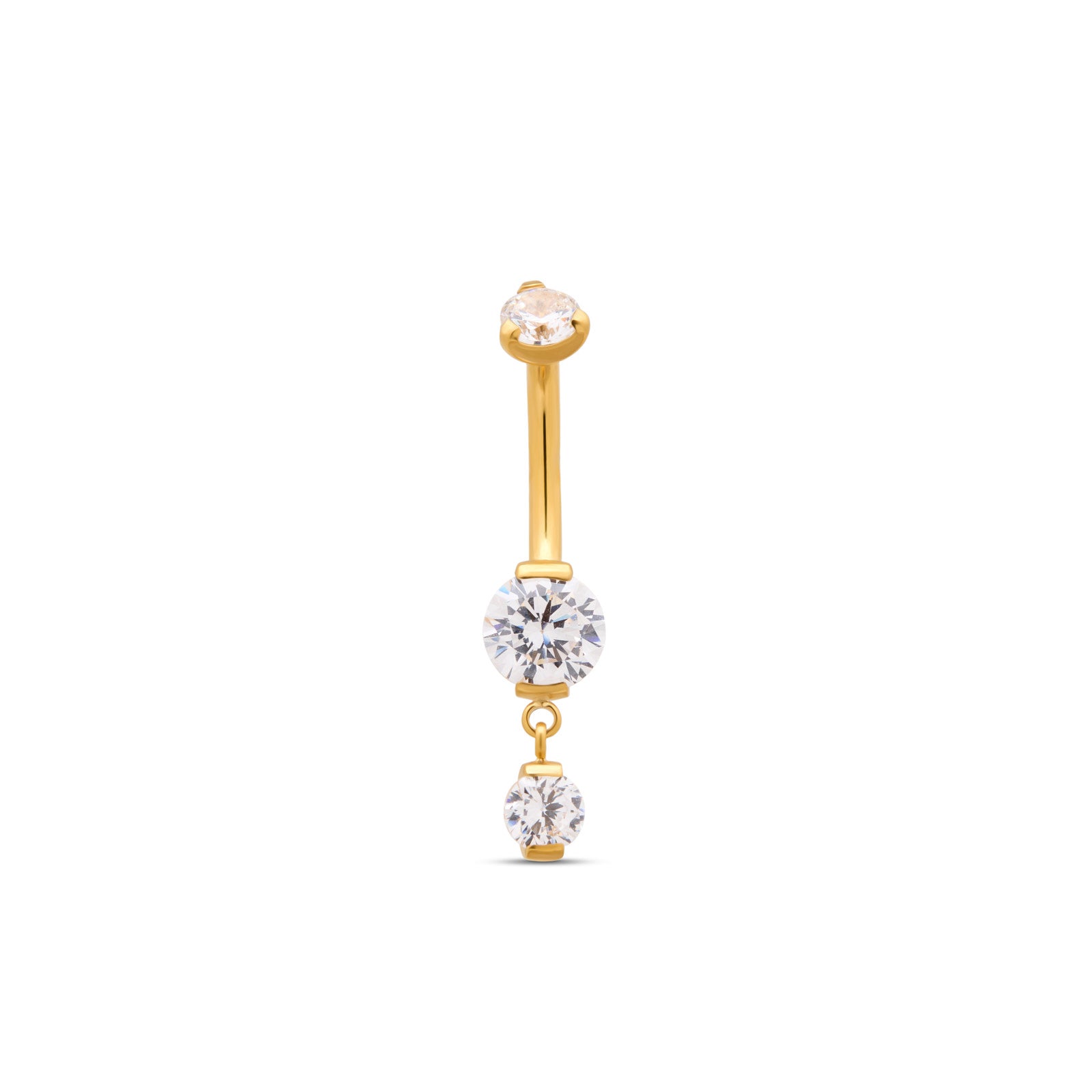 Trident 24kt Gold PVD Titanium Internally Threaded 1 Drop Navel