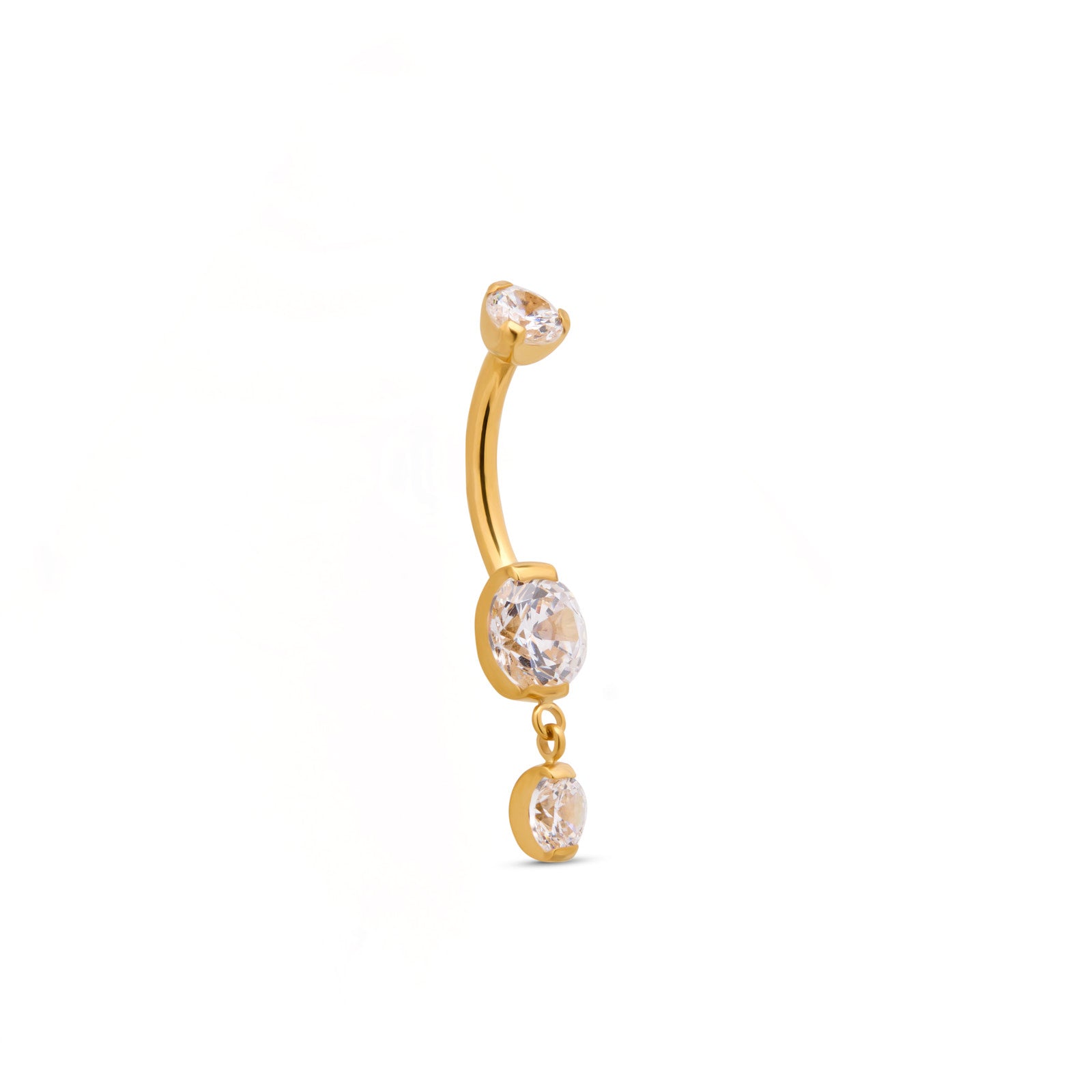 Trident 24kt Gold PVD Titanium Internally Threaded 1 Drop Navel