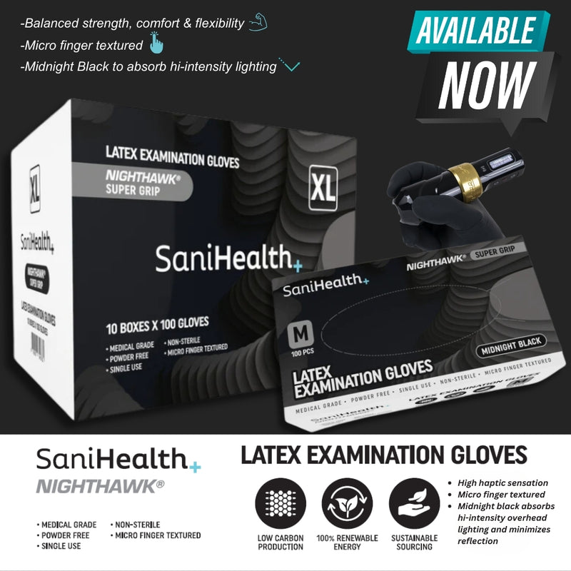 Black Latex Gloves Super Grip - Nighthawk