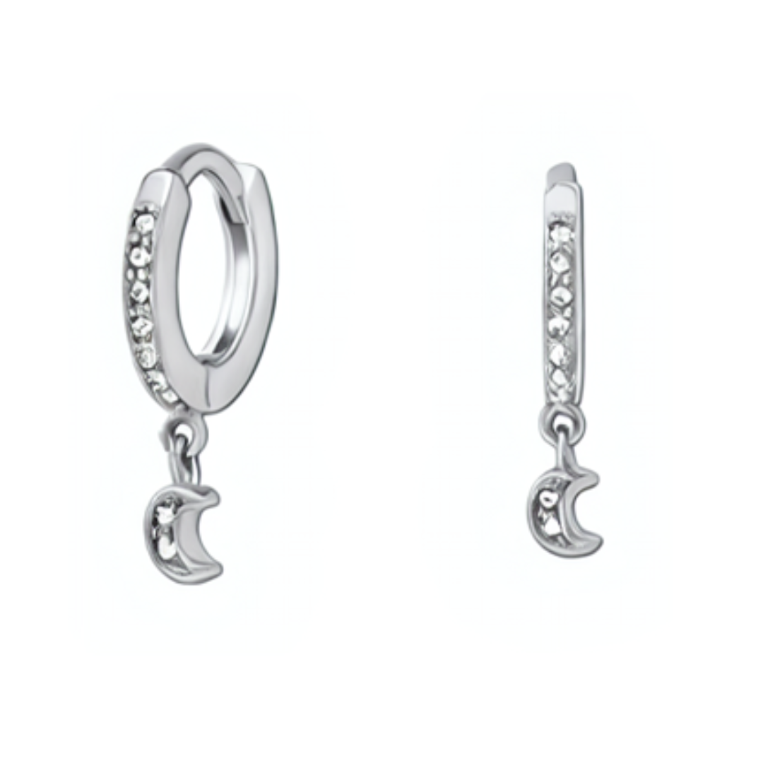 Gold PVD Earring Clicker Moon Dangle Jewel 1.0mm x 8mm