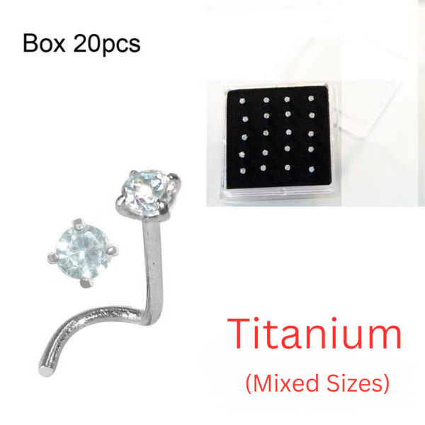 Titanium Clawed Nose Stud Mixed Sizes - Box 20
