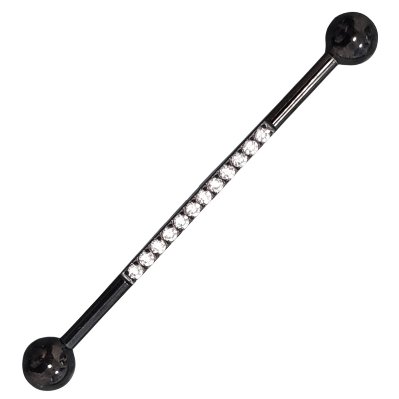 Steel Jewel Paved Industrial Barbell 1.6mm x 36mm