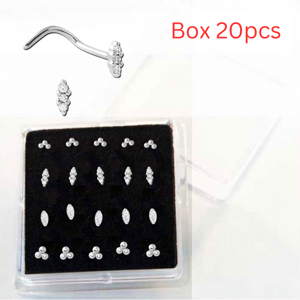 Surgical Steel Mixed Style Nose Studs - Box 20