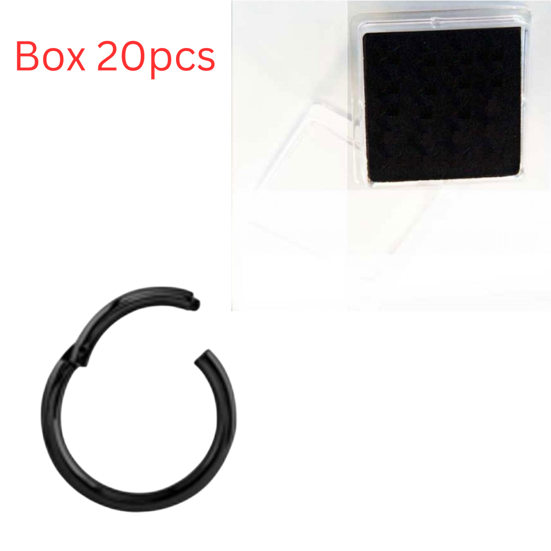 Blackline Hinged Segment Nose Ring Mixed Size - Box 20