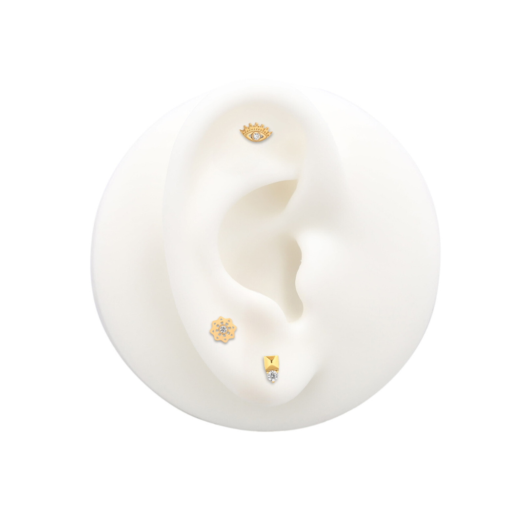 Trident 24kt Gold PVD Titanium Threadless Jewel Eye Attachment