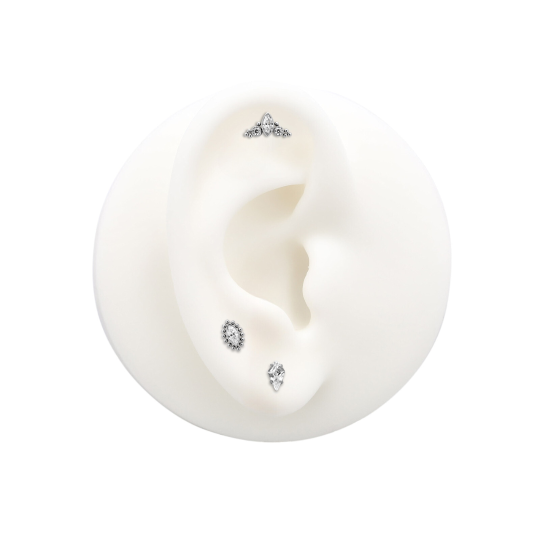 Trident Threadless Cluster 3 Jewel Marquise Attachment