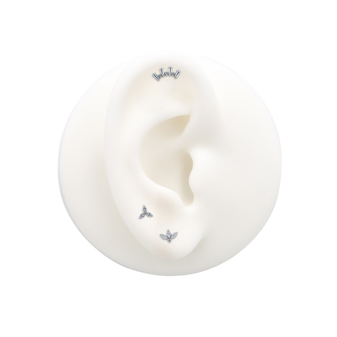 Trident Threadless Baguette and Round Stones Crown Attachment