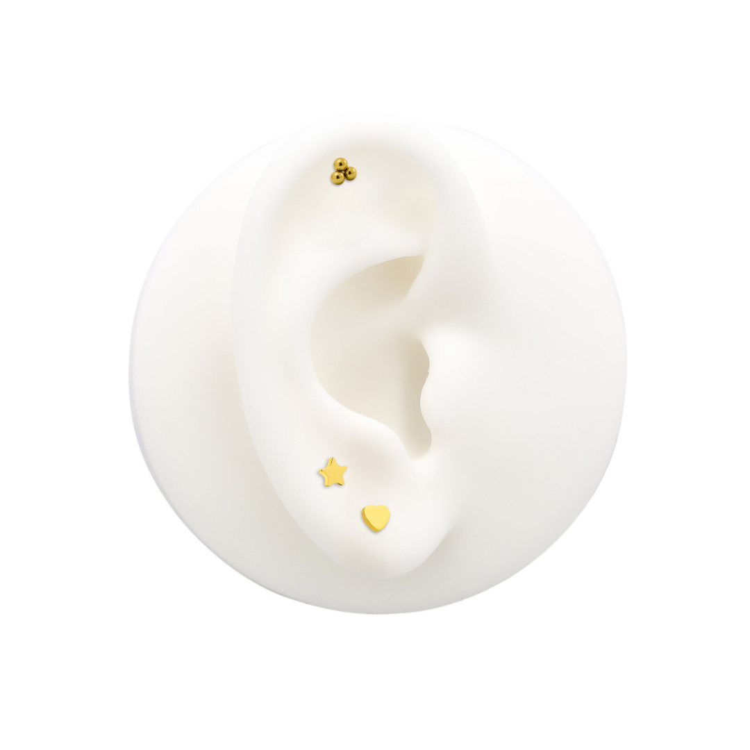 Trident 24kt Gold PVD Titanium Threadless Trio Ball Attachment