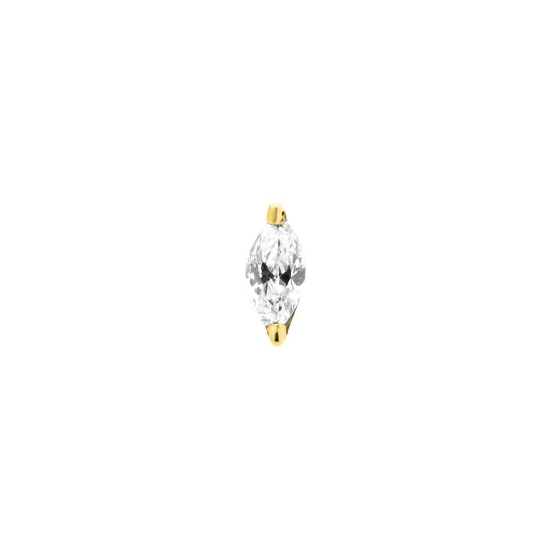 Trident 24kt Gold PVD Titanium Threadless Marquise Stone Attachment