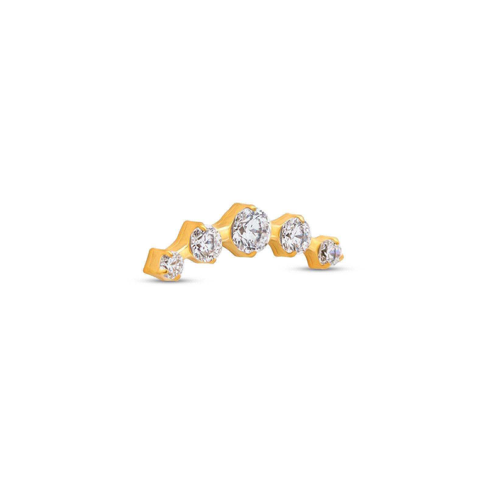 Trident 24kt Gold PVD Titanium Internally Threaded 5 Stone Curved Tiara Attachment