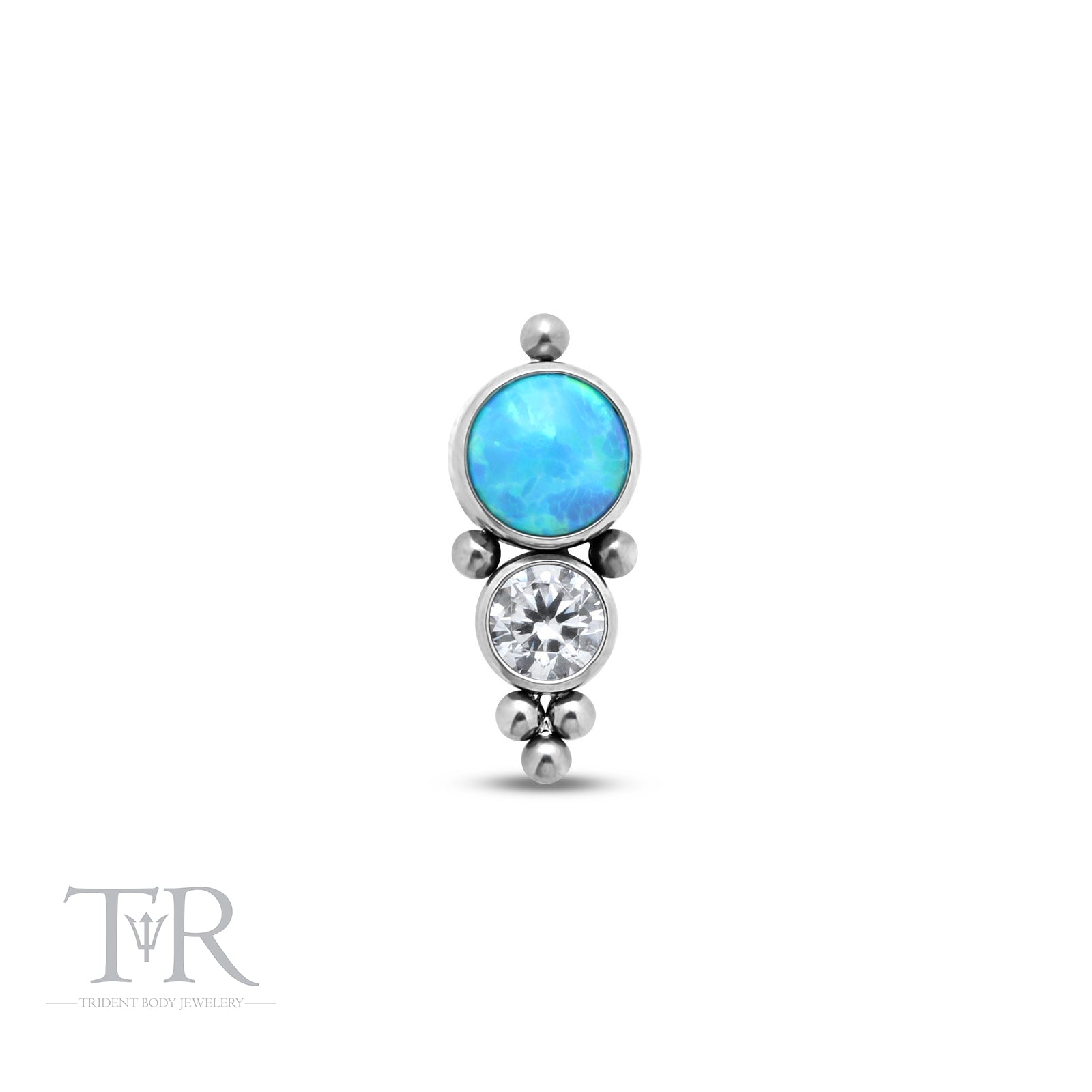 Trident Internally Threaded 2 Jewel Cluster Crystals And Opal Attachment
