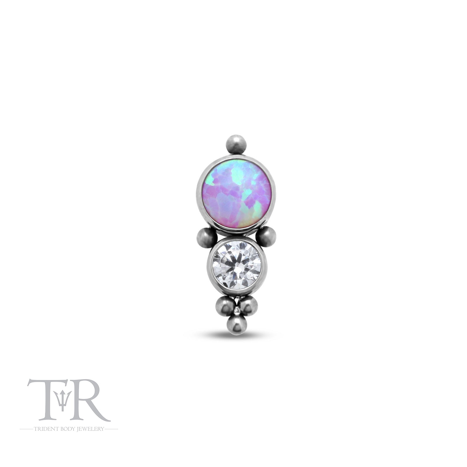 Trident Internally Threaded 2 Jewel Cluster Crystals And Opal Attachment