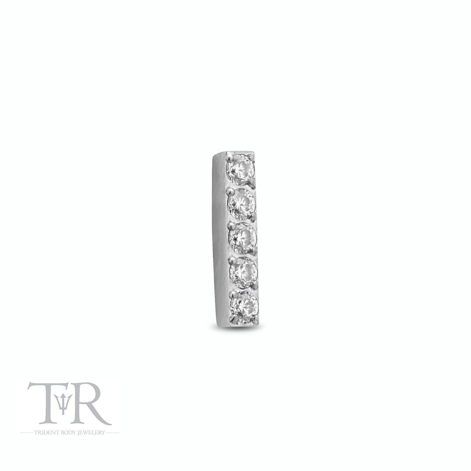 Trident Internally Threaded Jeweled Bar 5 Stone Attachment
