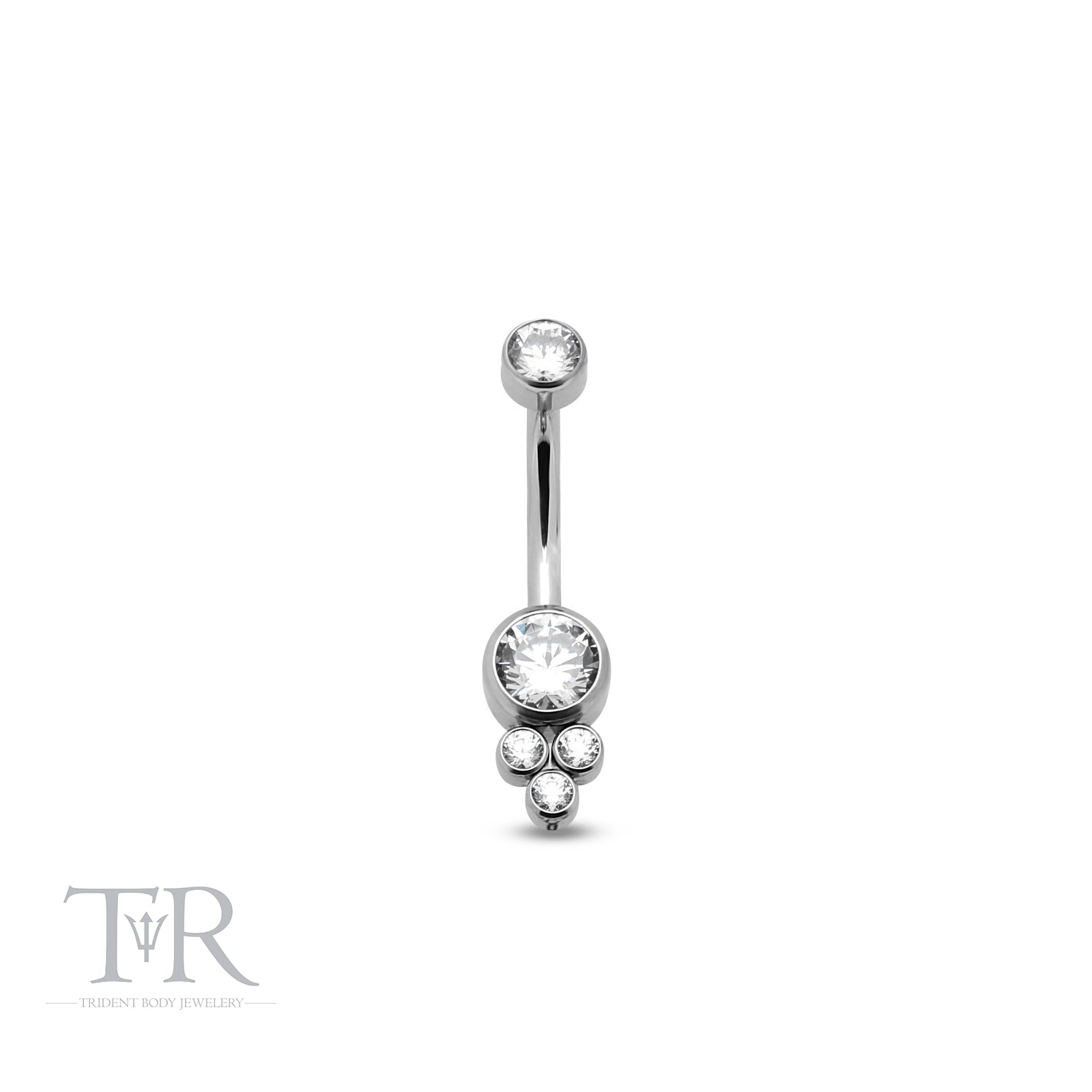 Trident Internally Threaded Jeweled 3 Trio Cluster Navel