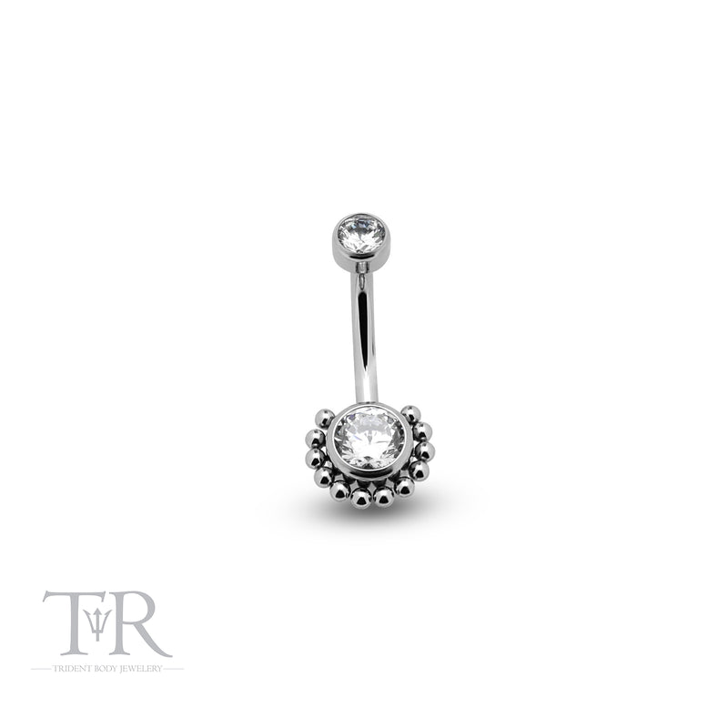 Trident Jewelled Cluster Navel Bar 1.6mm x 10mm