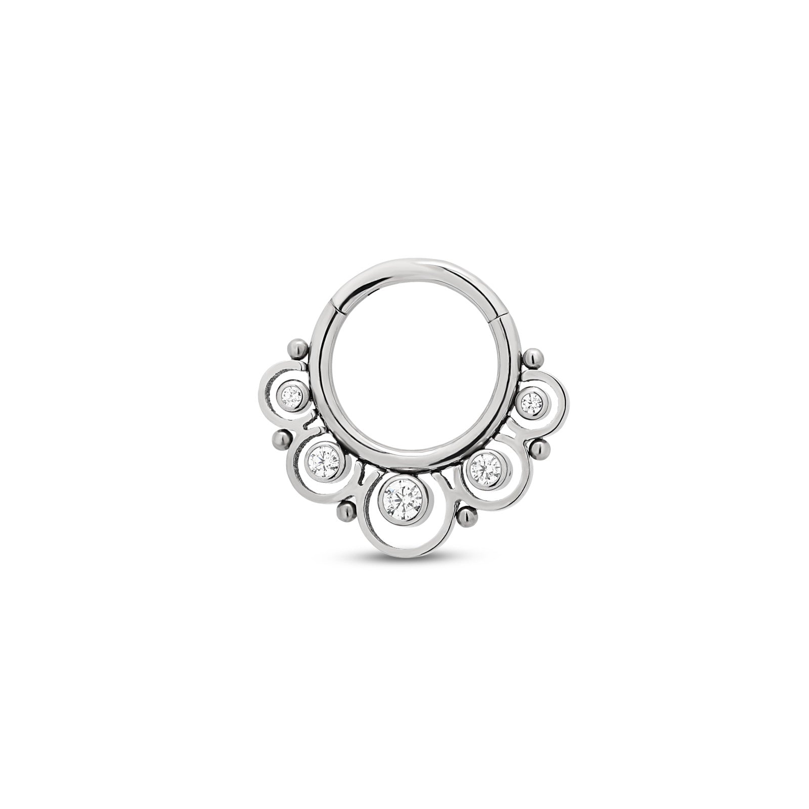 Trident Jeweled Cluster With Lace & Beads Hinged Ring