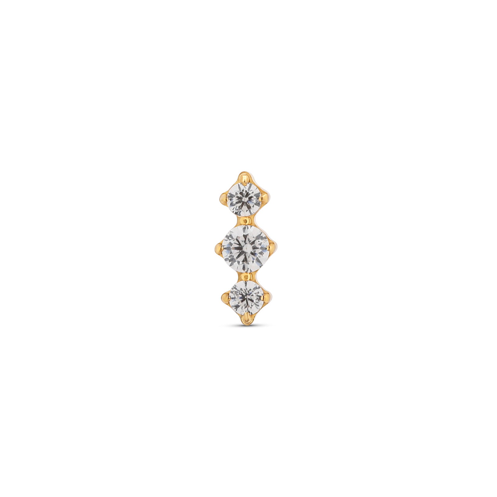 Trident 24kt Gold PVD Titanium Threadless Prong 3 Stone Attachment