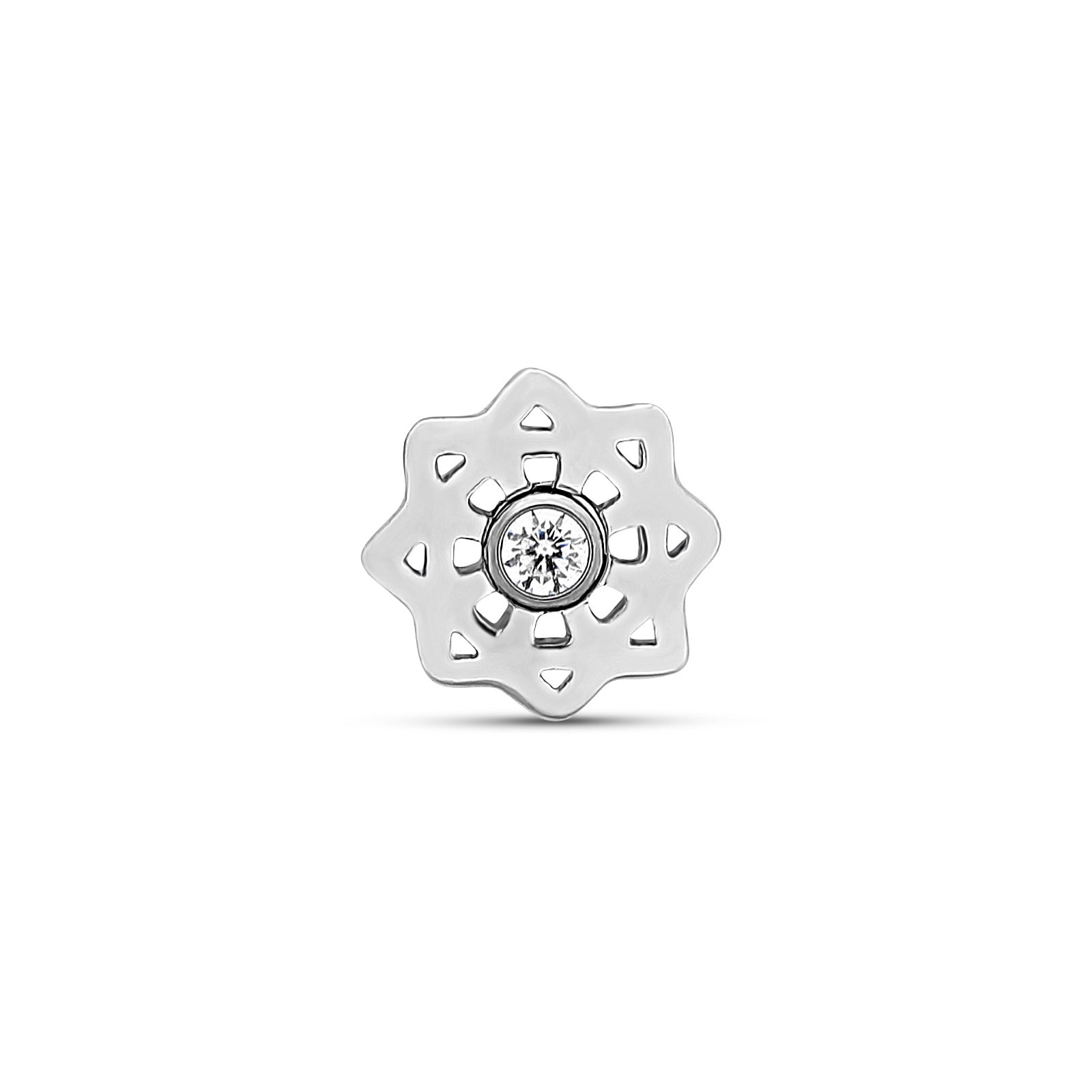Trident Threadless Geometric Flower with Crystal Attachment