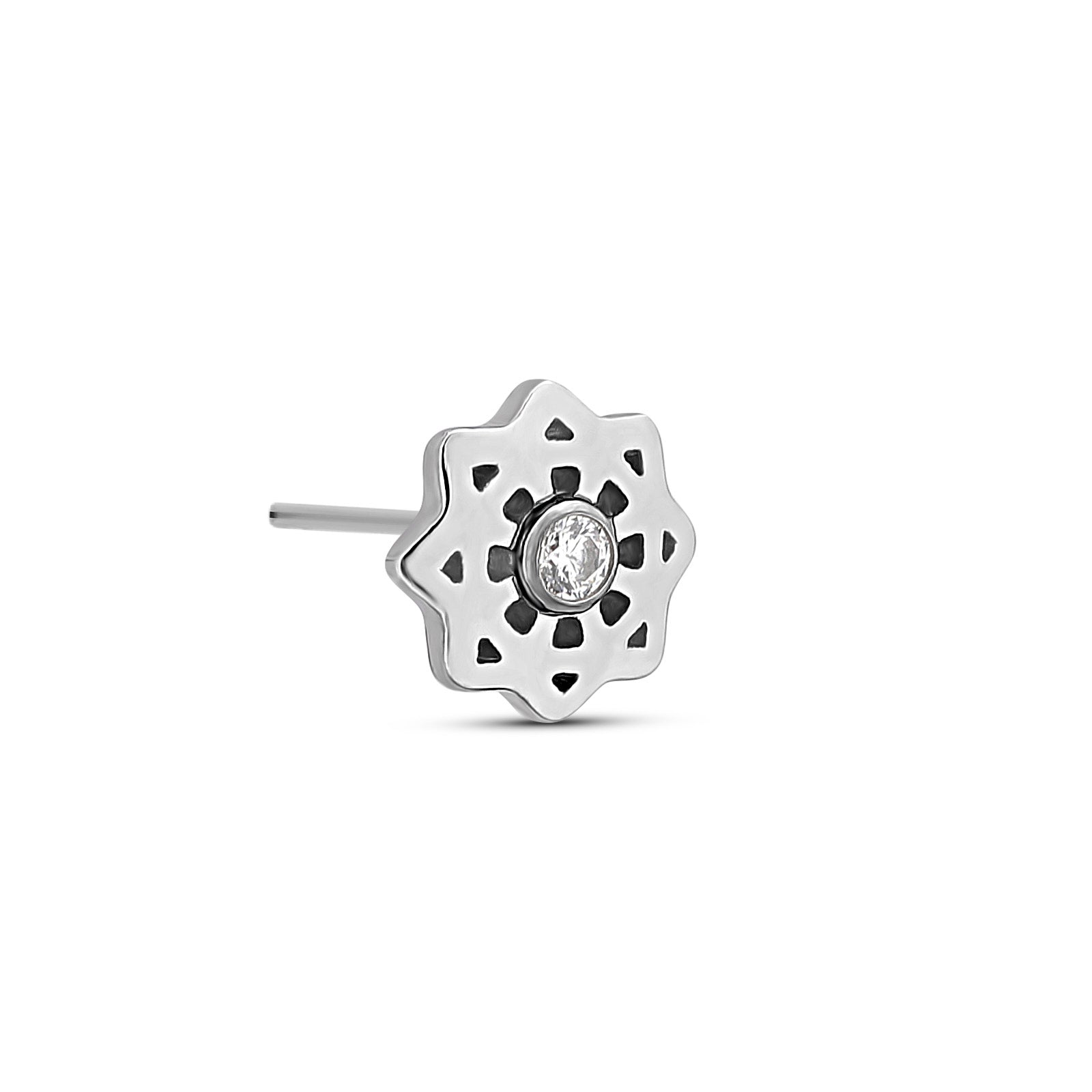 Trident Threadless Geometric Flower with Crystal Attachment