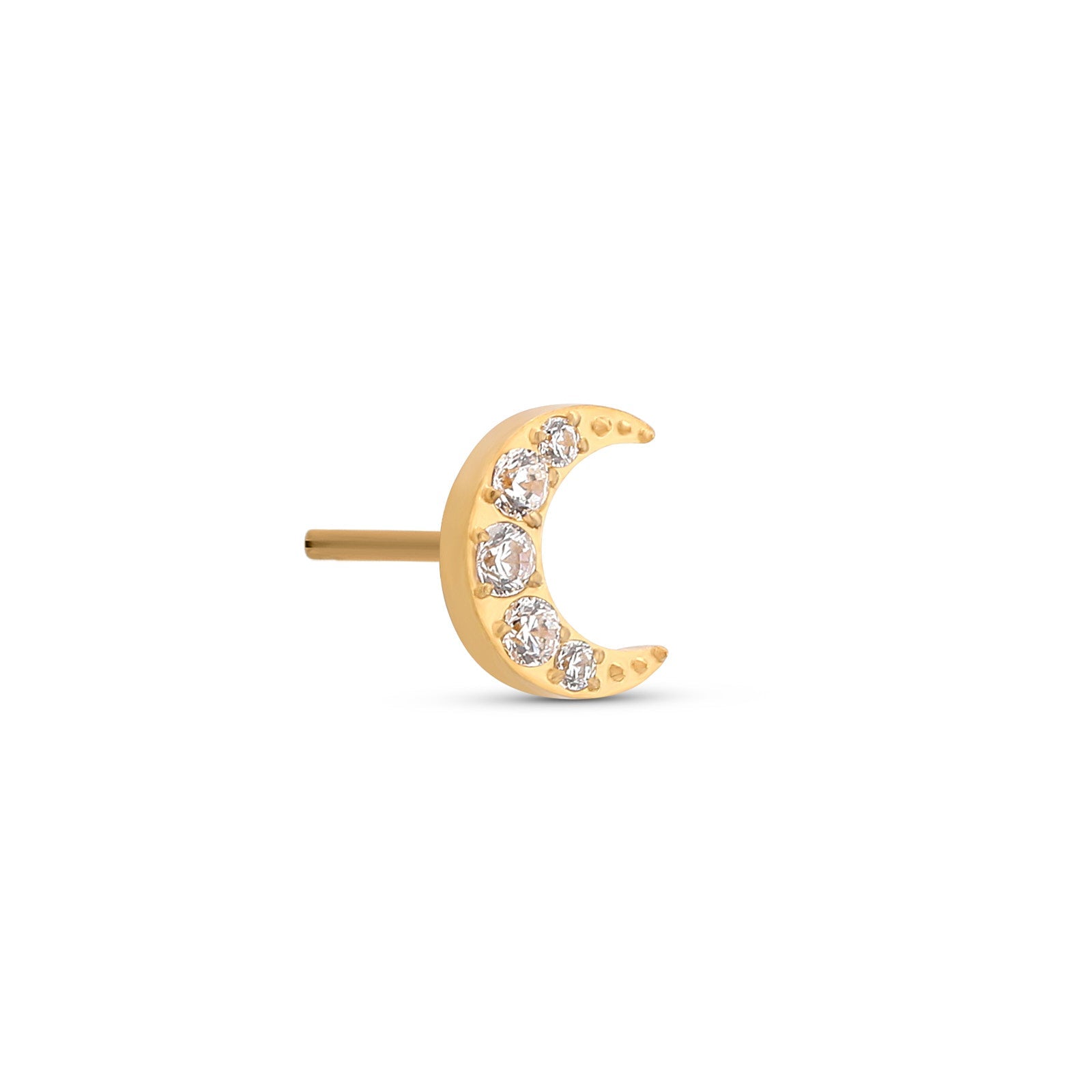 Trident 24kt Gold PVD Titanium Threadless Crescent Jewel Moon Attachment