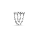 Trident Threadless Jeweled Bar With Double Chain