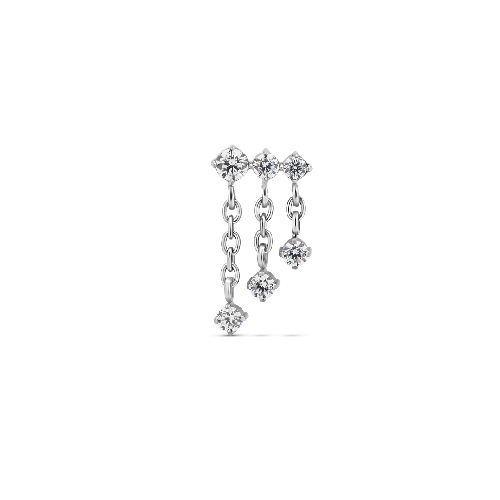 Trident Threadless 6 Stars. Cable Chains With Hanging Stones Attachment