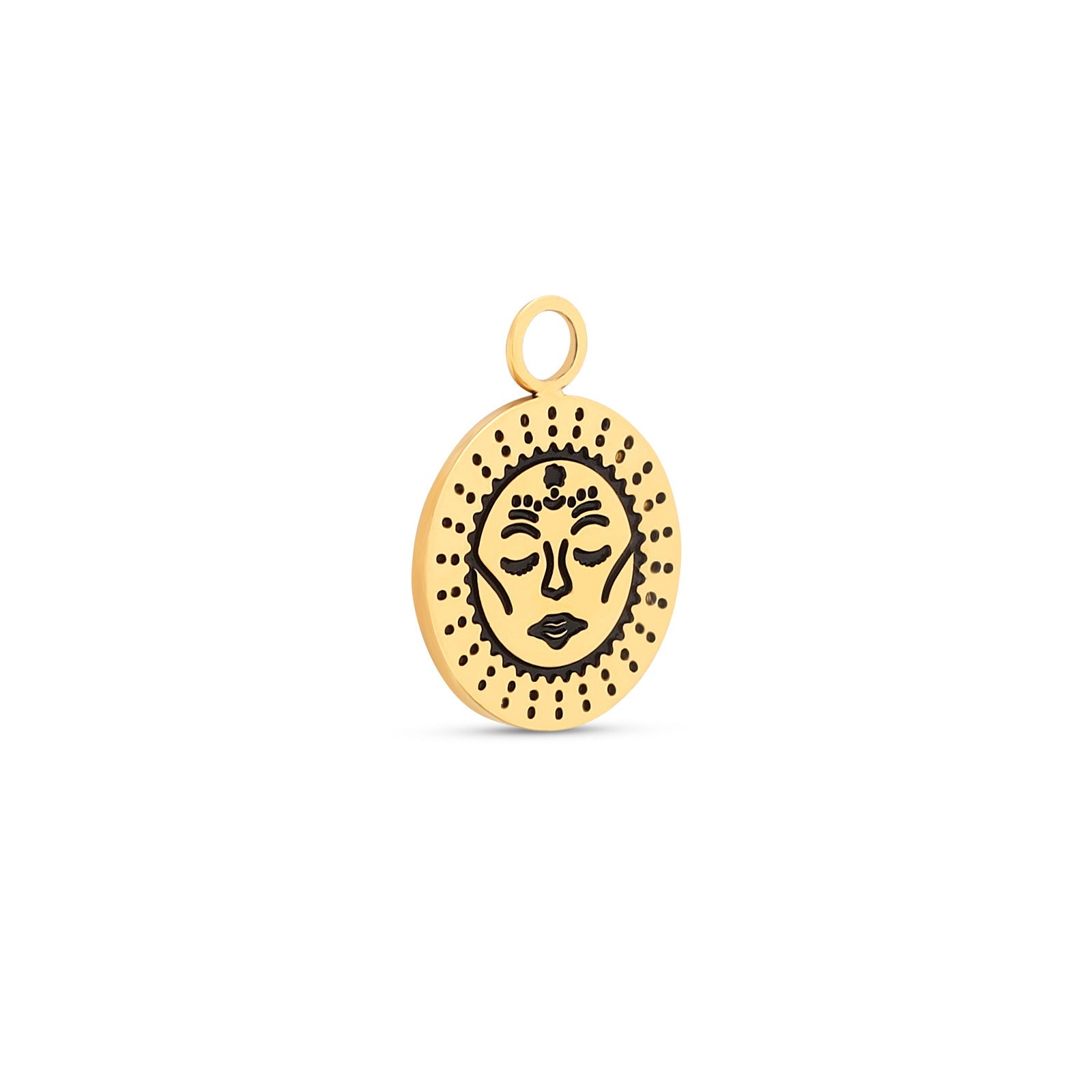 Trident 24kt Gold PVD Titanium Pendant Face Dangle