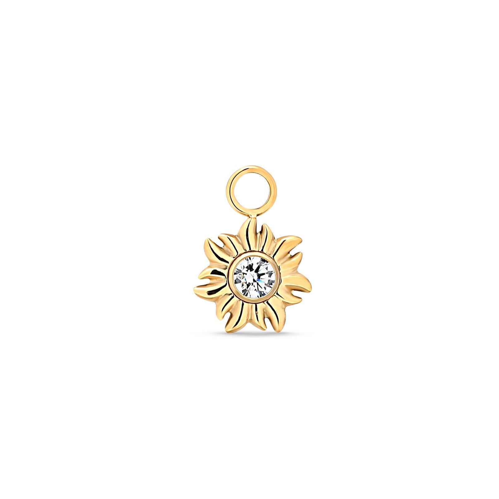 Trident 24kt Gold PVD Titanium Flower With Crystal Dangle