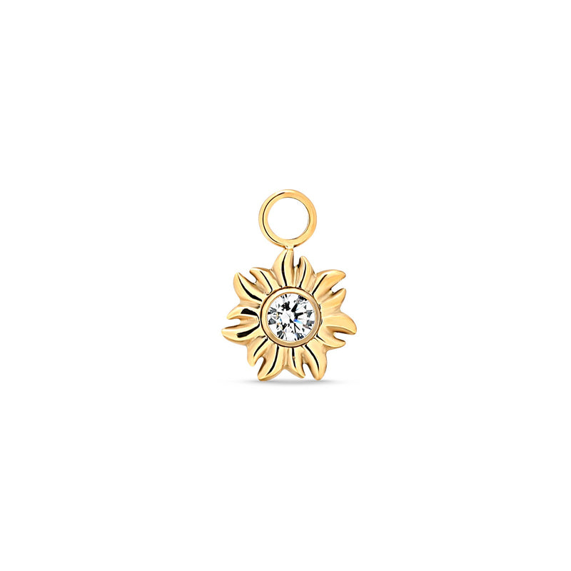 Trident 24kt Gold PVD Titanium Dangle Flower With Crystal