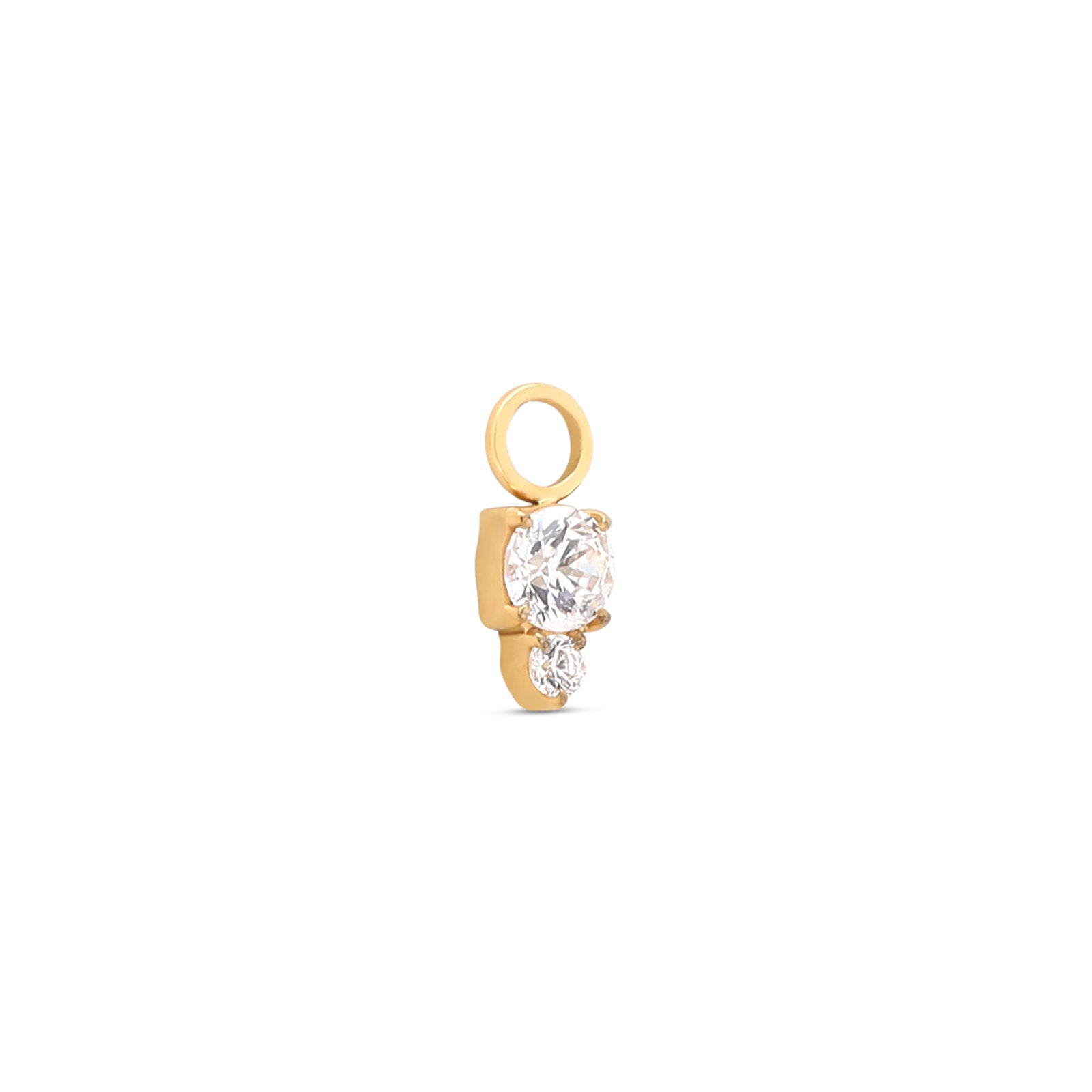 Trident 24kt Gold PVD Titanium Double Jewel Dangle