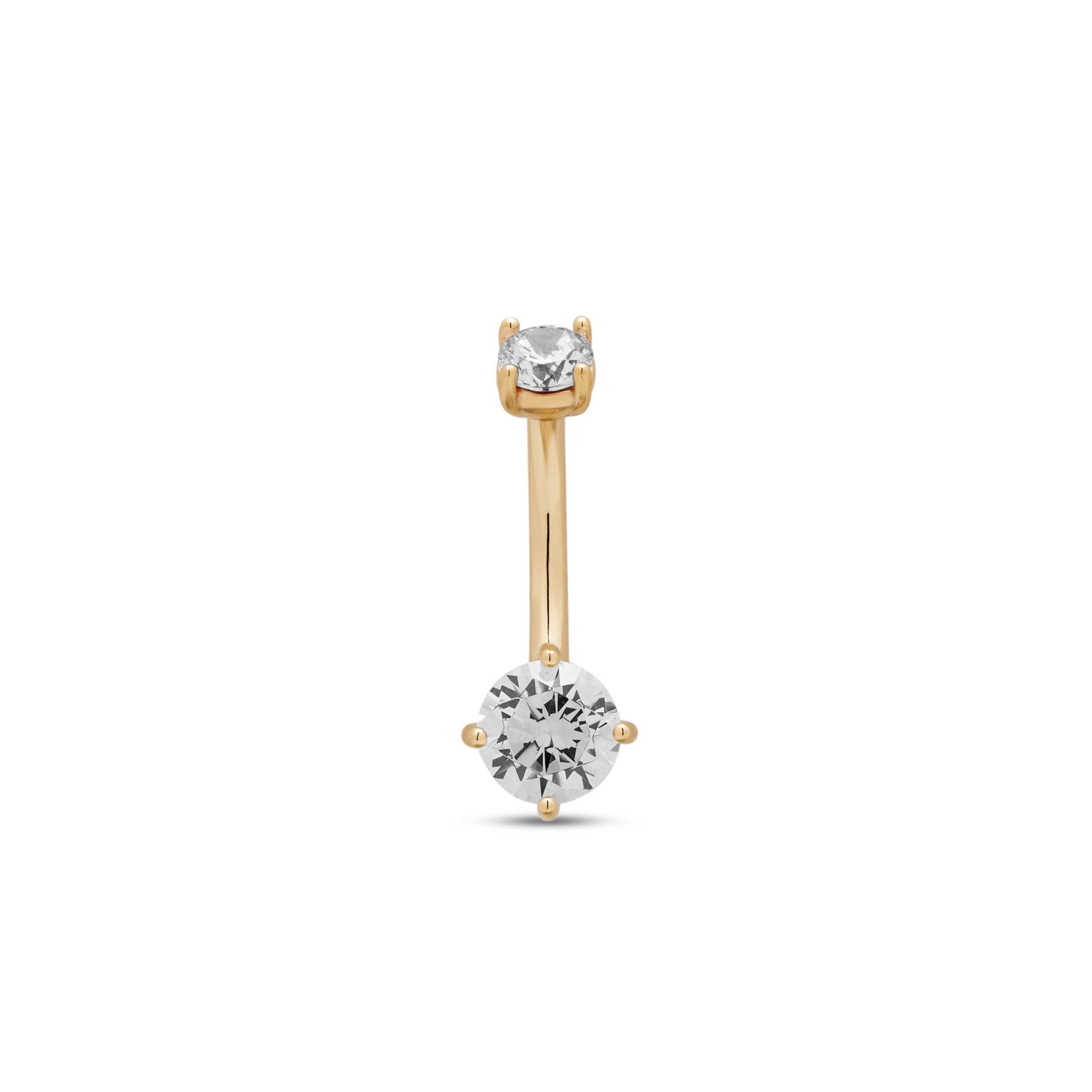 14kt Gold Navel Bar Double Prong Set