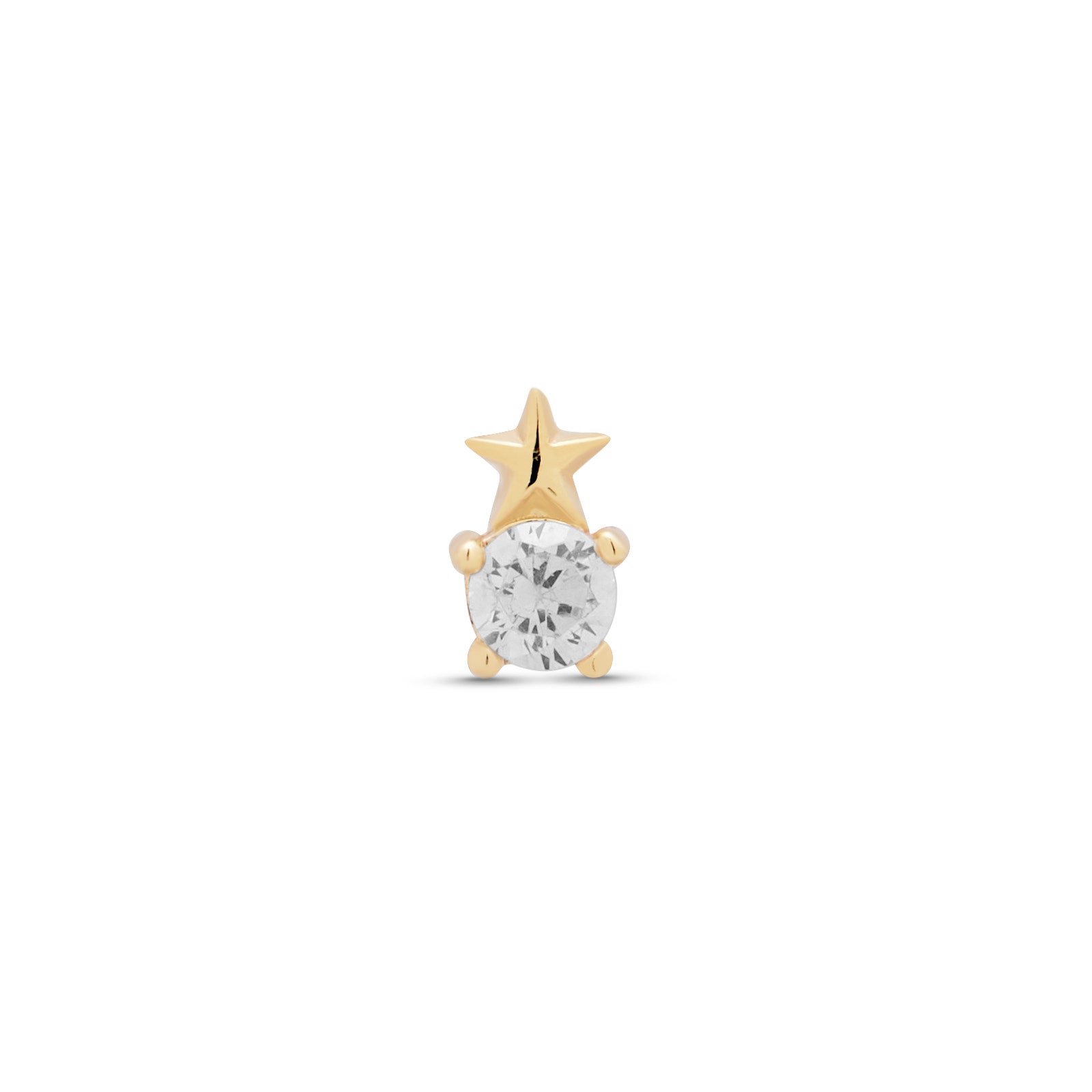 14kt Gold Threadless - Star With Round Jewel