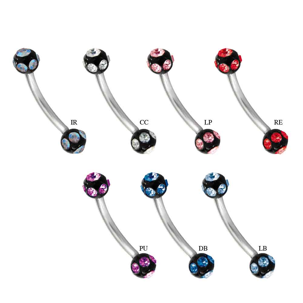 Curved w Black Gem Ball