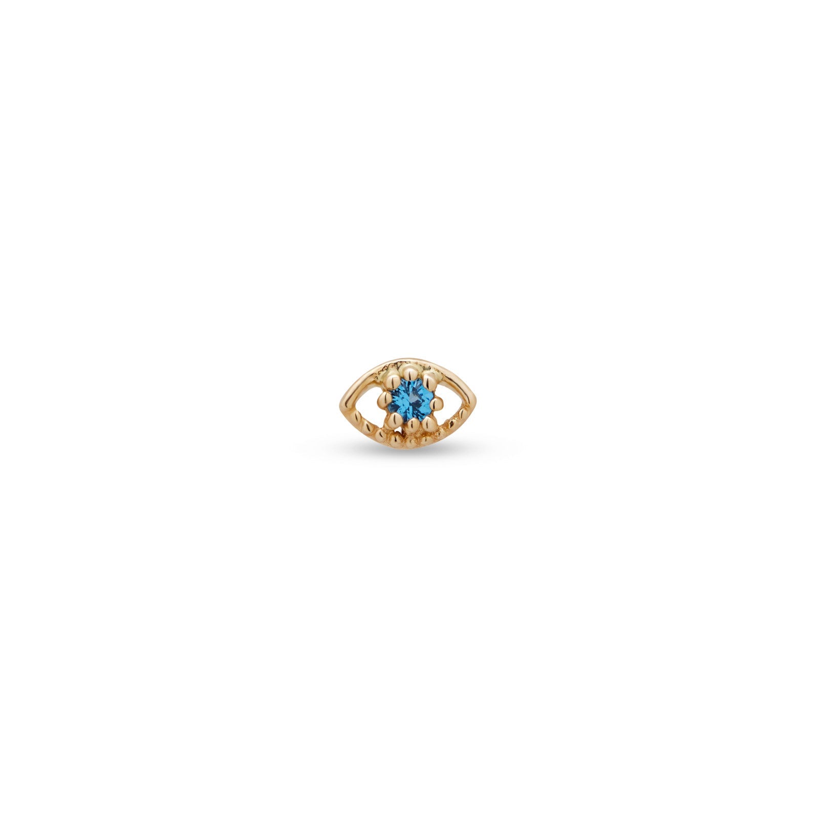 14kt Gold Threadless - Eye With Blue Crystal