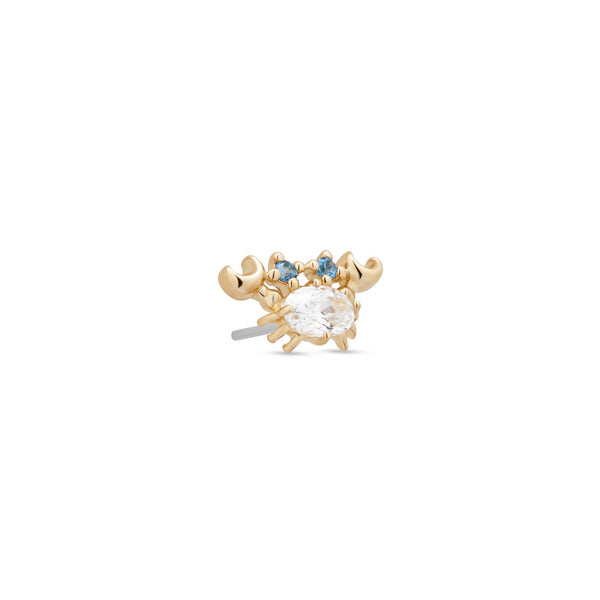 14kt Gold Threadless - Jeweled Crab