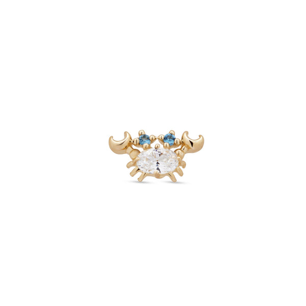 14kt Gold Threadless - Jeweled Crab