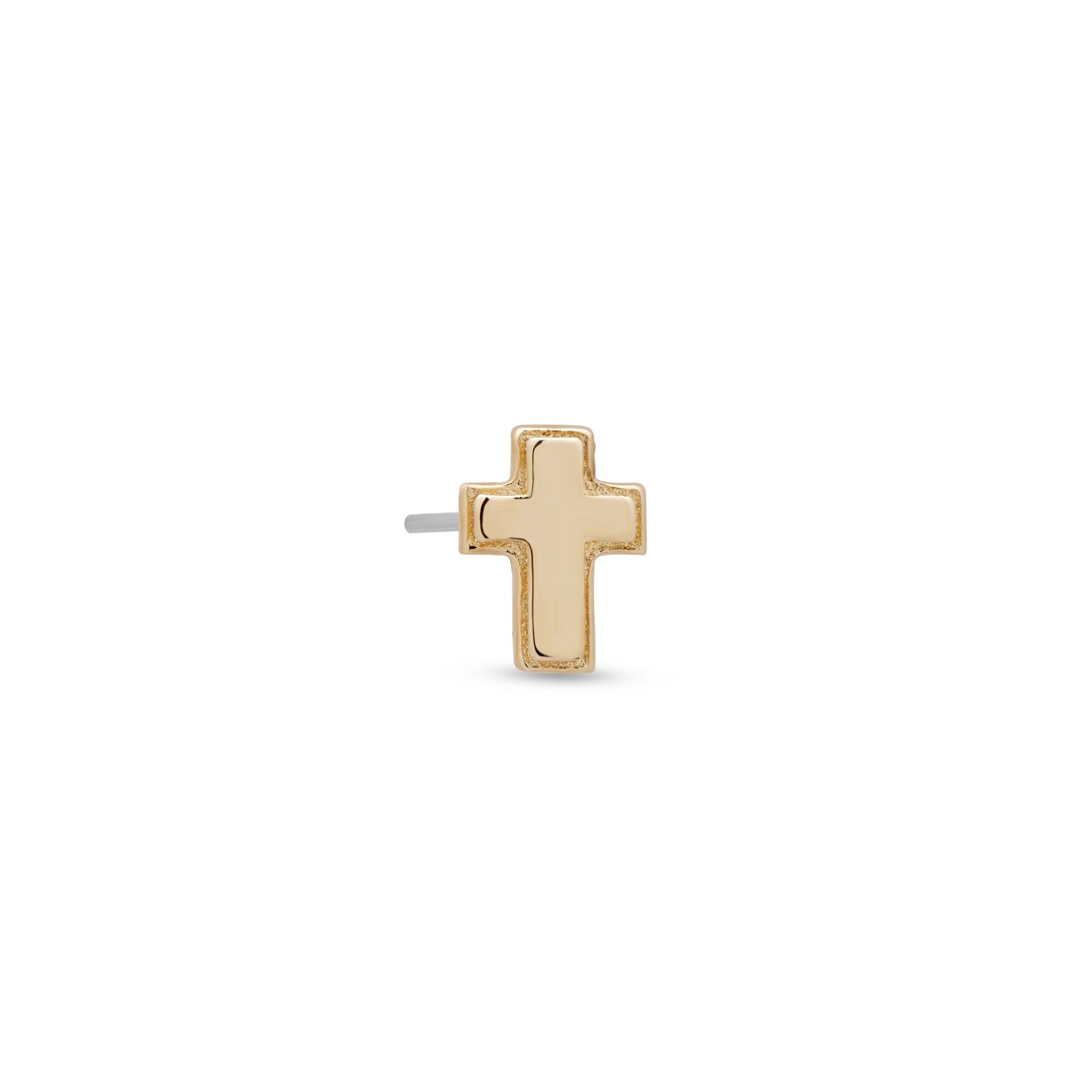 14kt Gold Threadless - Beveled Edge Cross