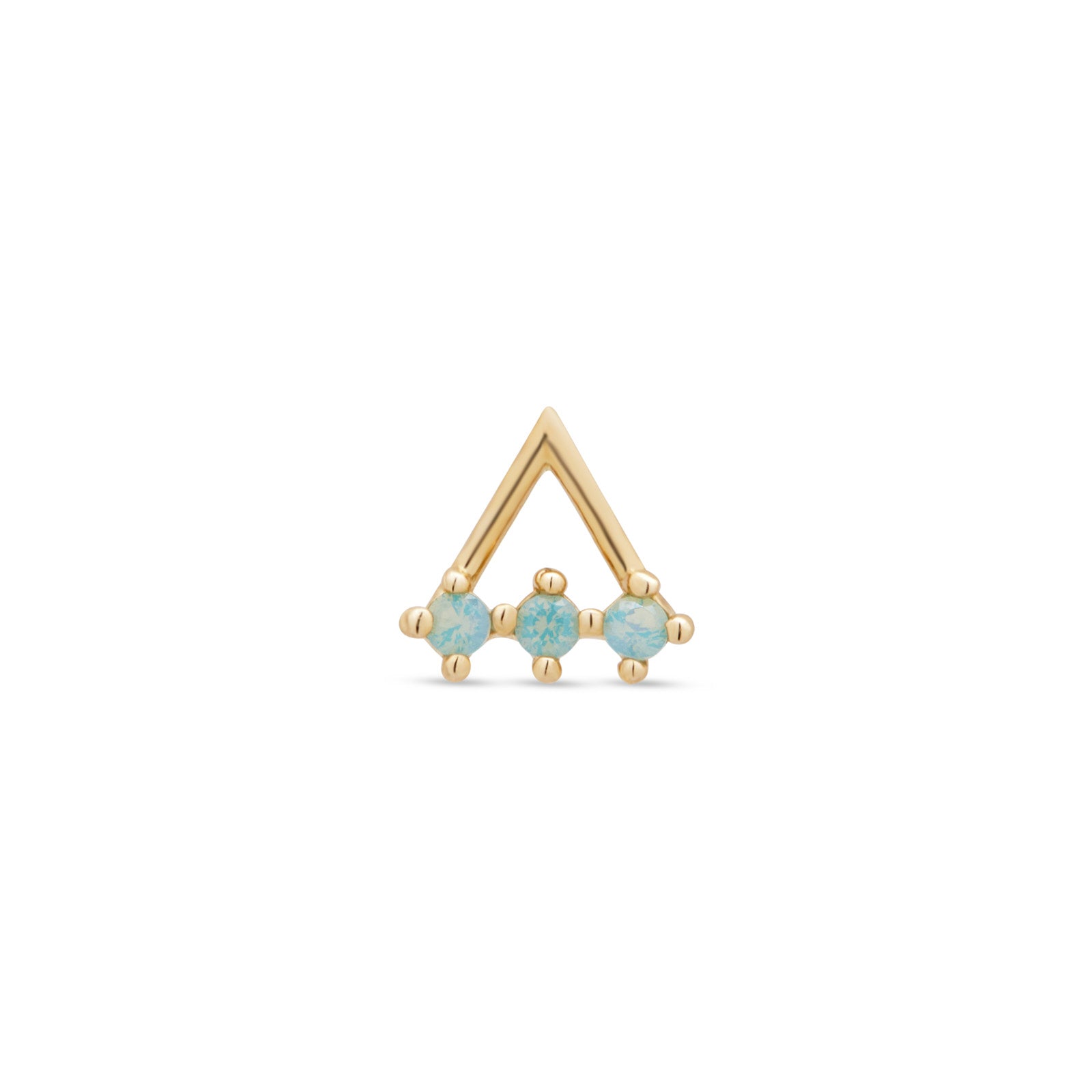 14kt Gold Threadless - Green Opal Trio