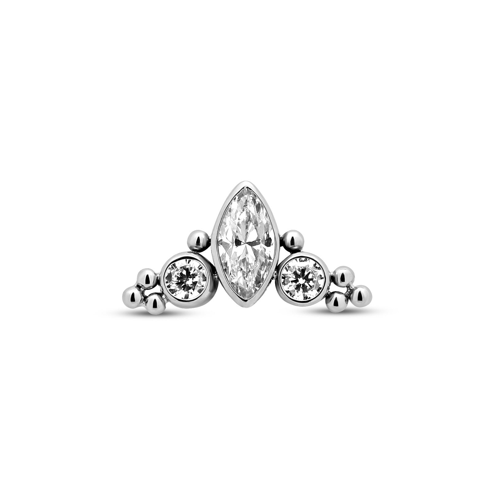 Trident Threadless Cluster 3 Jewel Marquise Attachment
